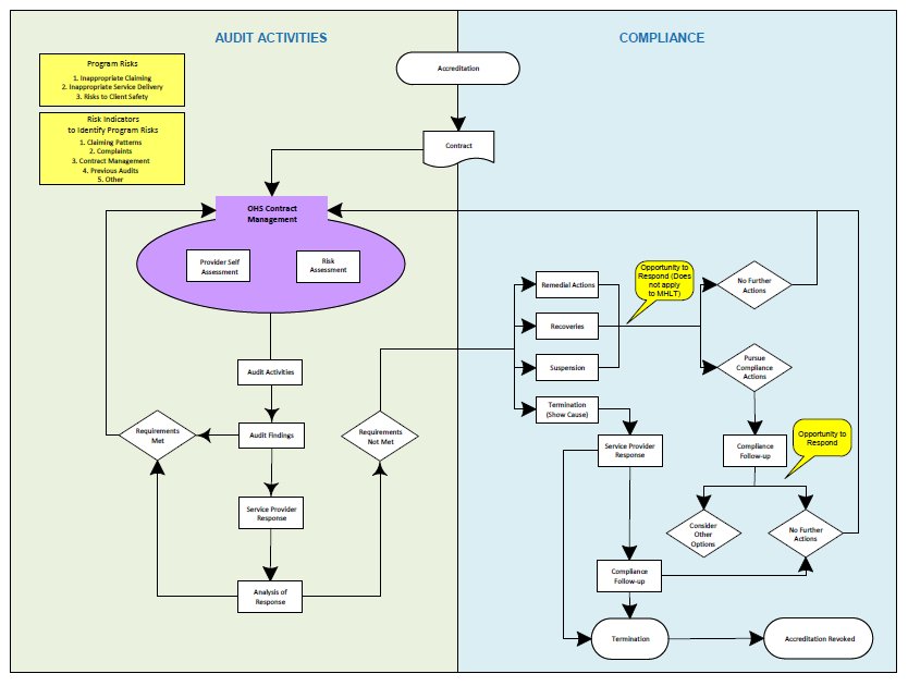 The flowchart outlines the audit and compliance process.